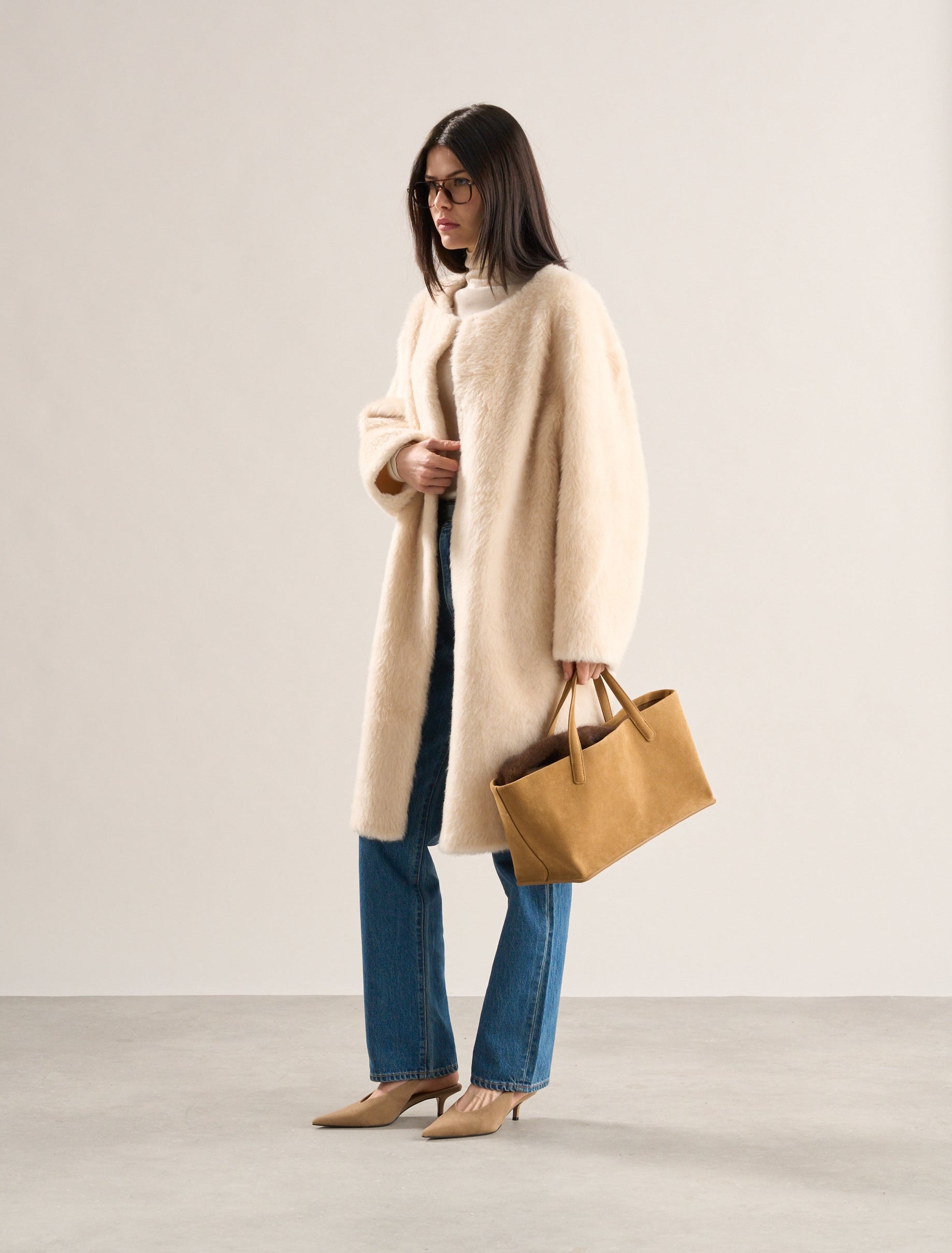 Nora Brushed Wool Coat Snow