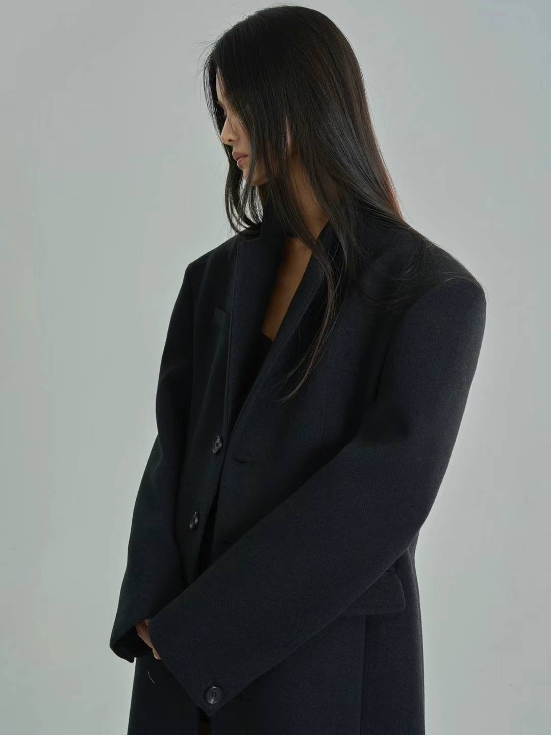 Robyn Wool Blend Overcoat Black