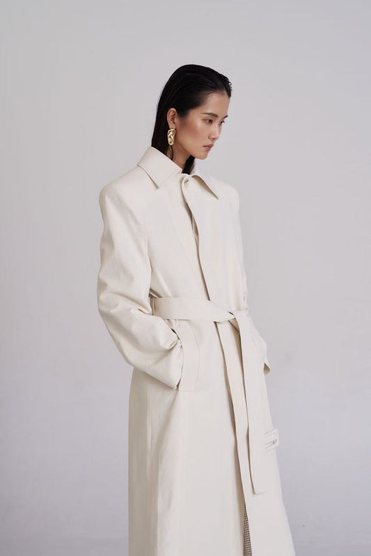 Belsi Single Trench Coat Ivory