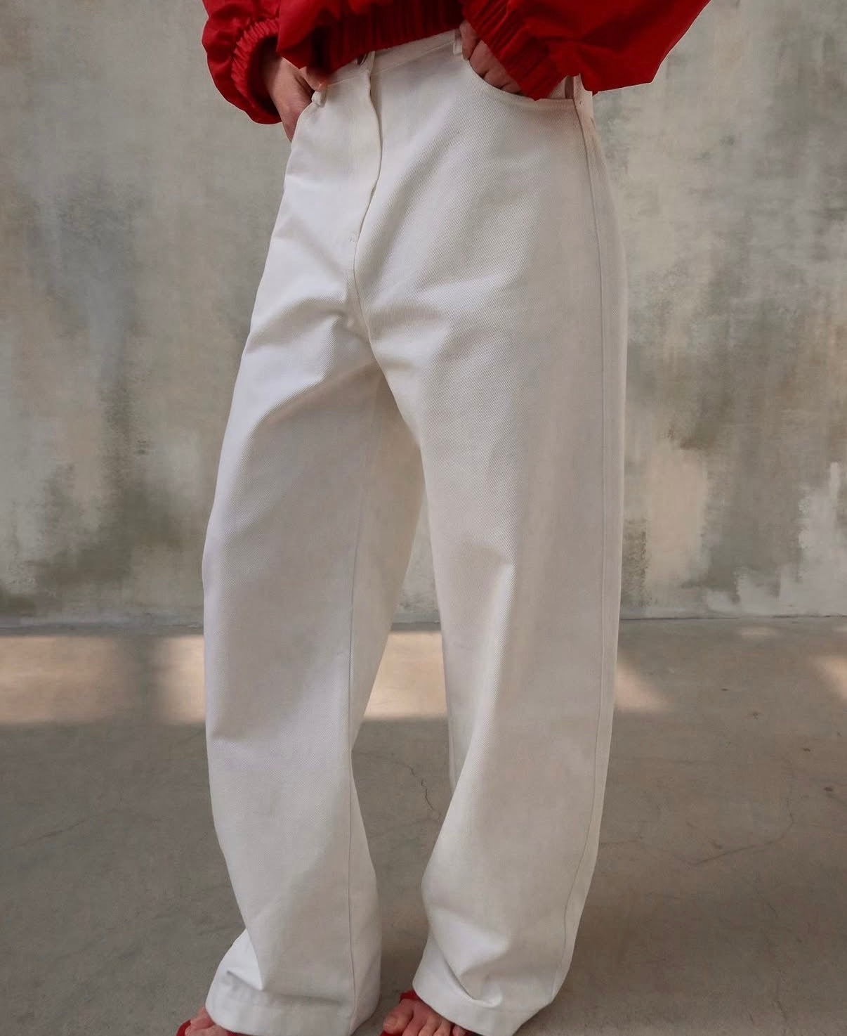 Nels Barrel Leg Jeans White