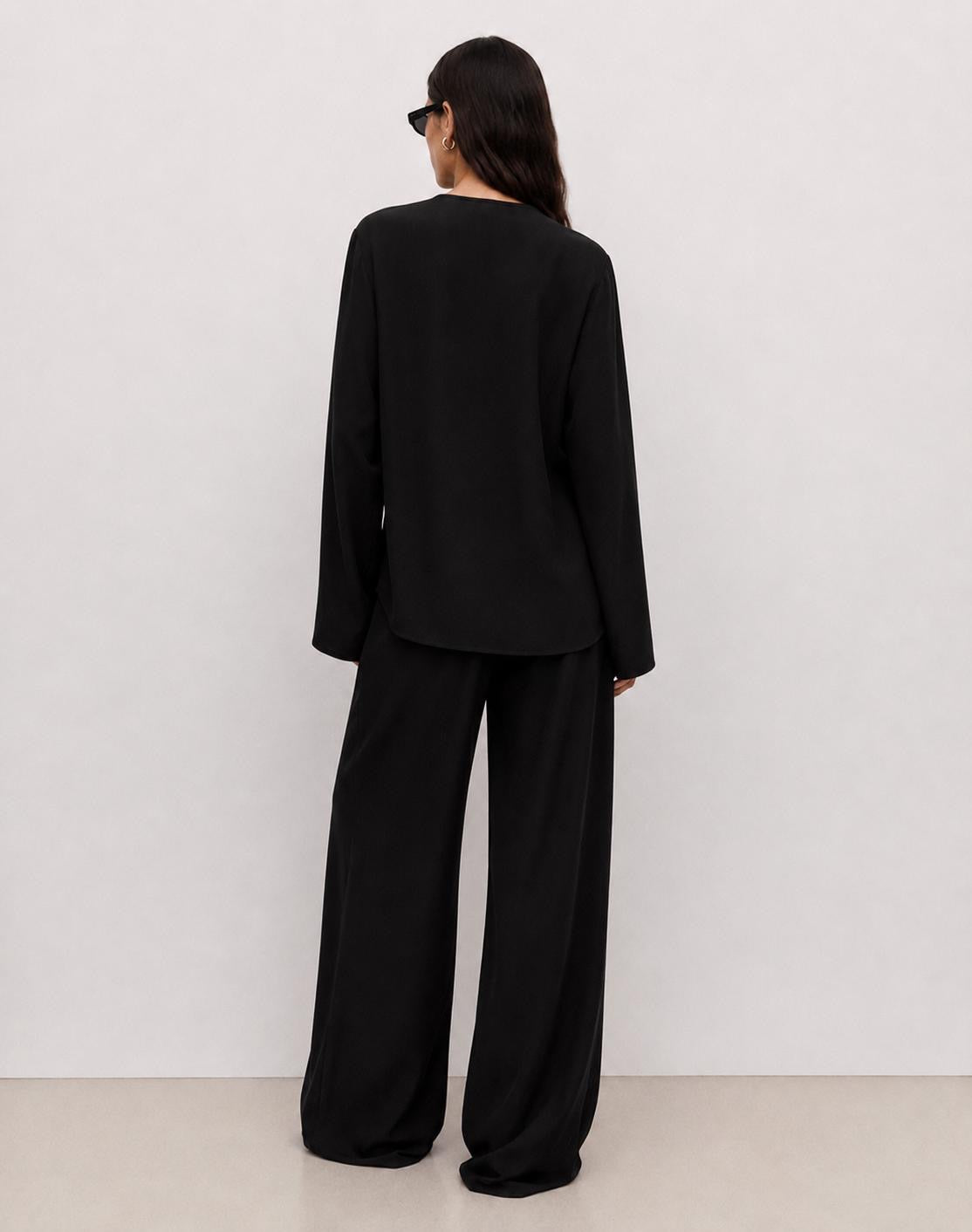 Soléne Silk Relaxed Pants Onyx
