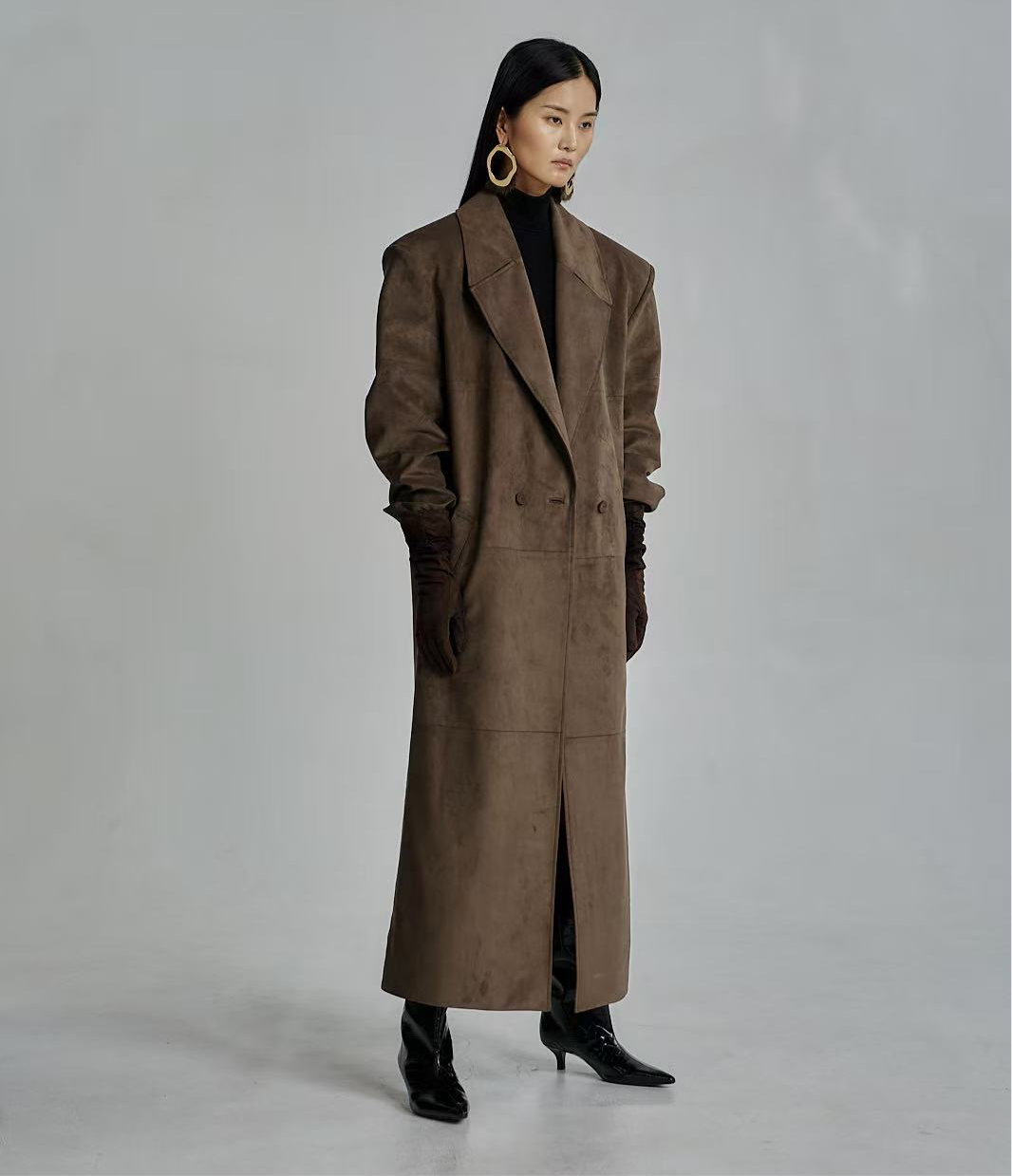 Flynn Faux Suede Overcoat Cedar