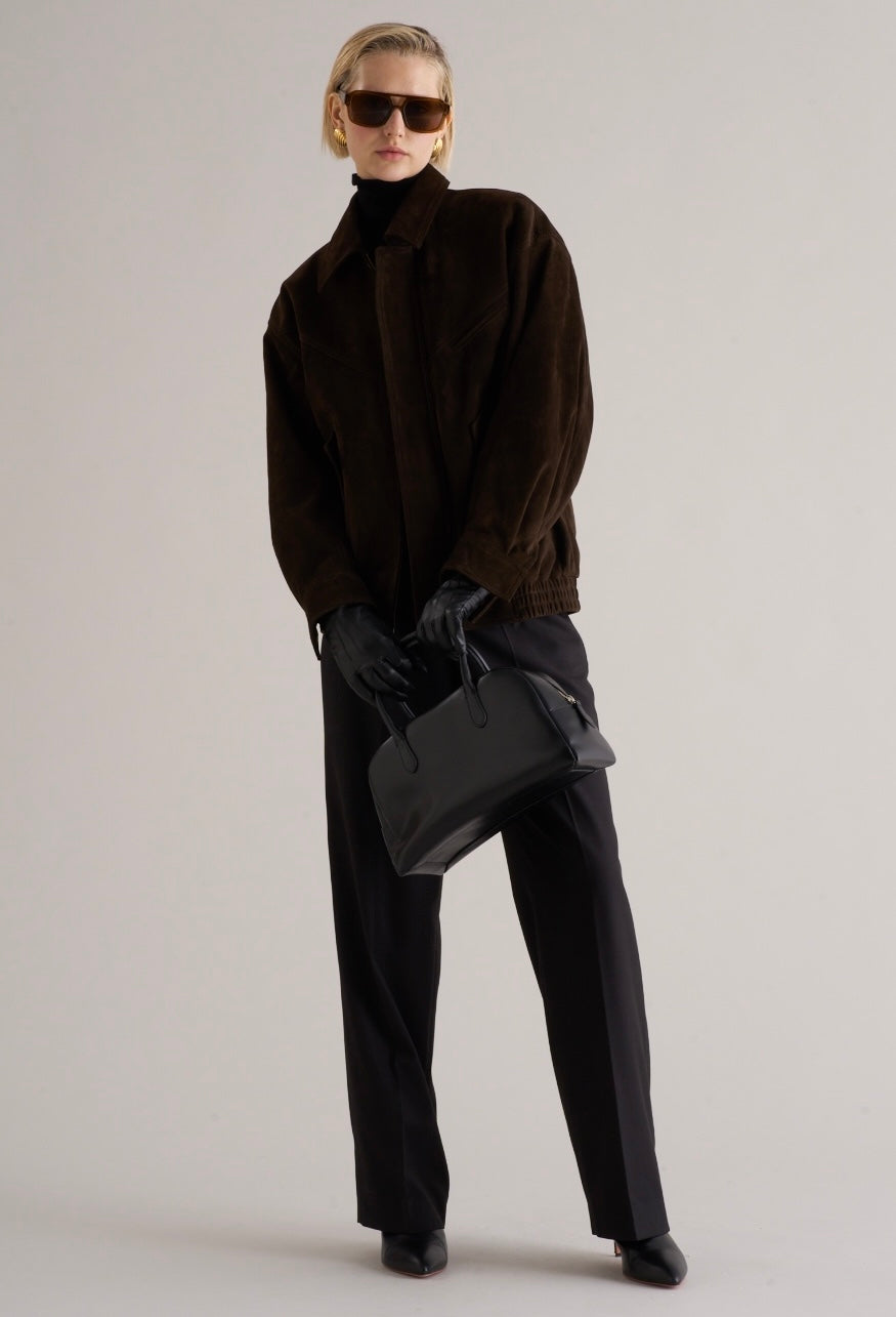 Loye Suede Bomber Jacket Espresso