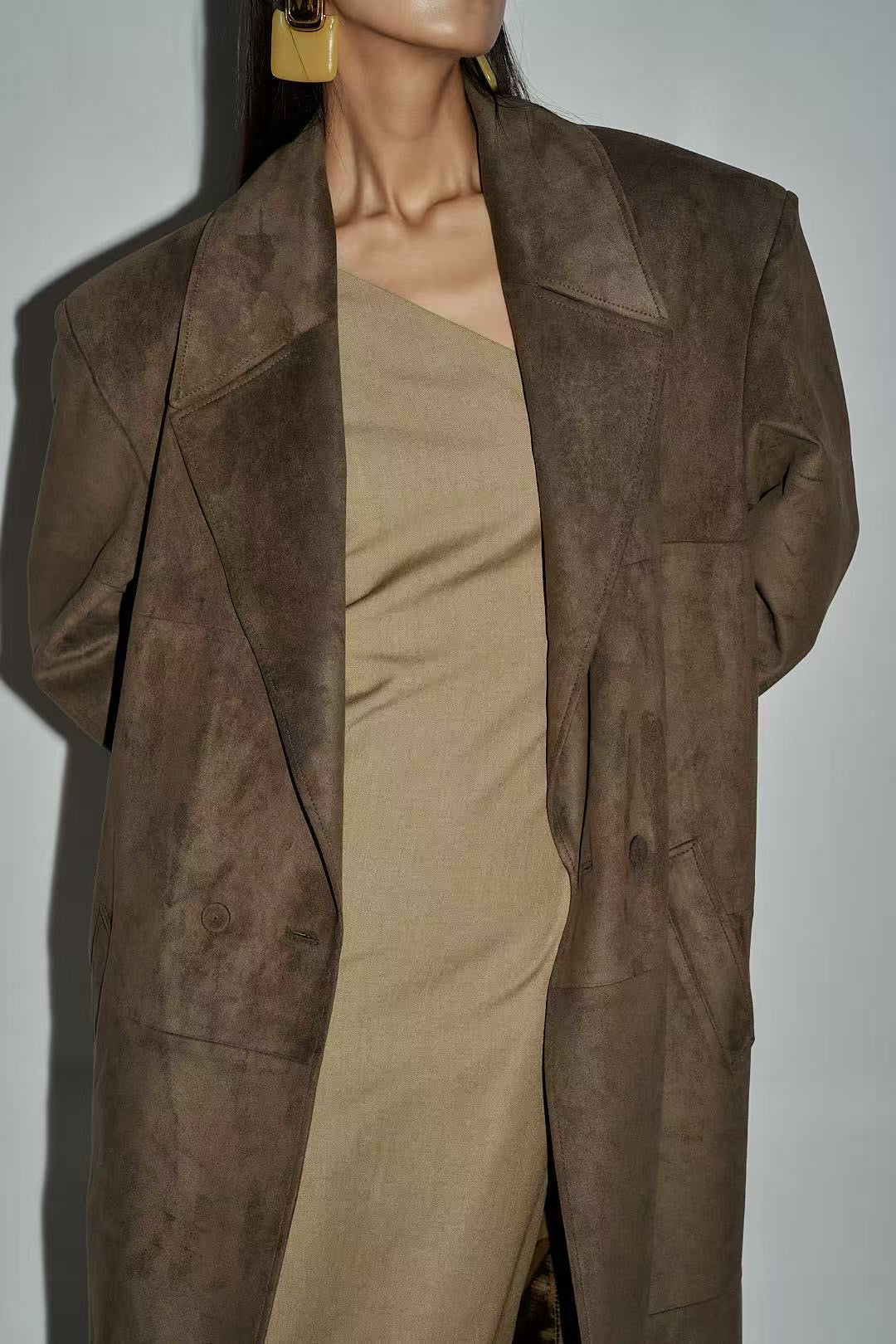 Flynn Faux Suede Overcoat Cedar