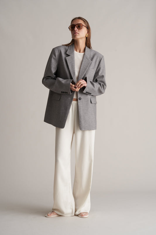 Zax Silky Wide Leg Pants Blanc