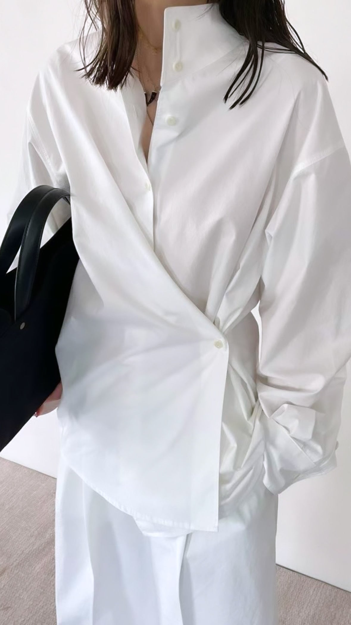 Taeis Asymmetrical Poplin Shirt Optic White