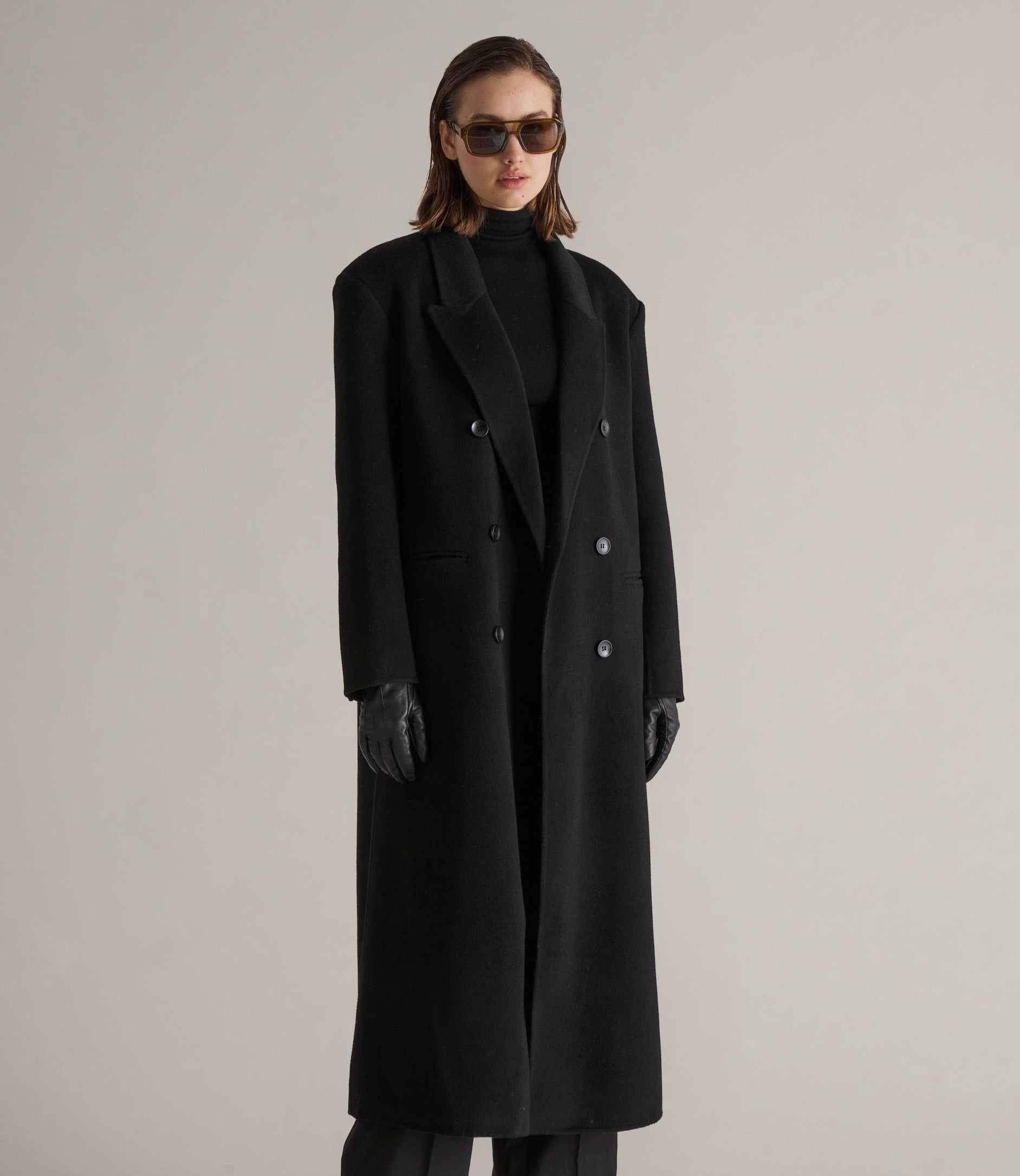 Claye Doublé Boyfriend Coat Onyx