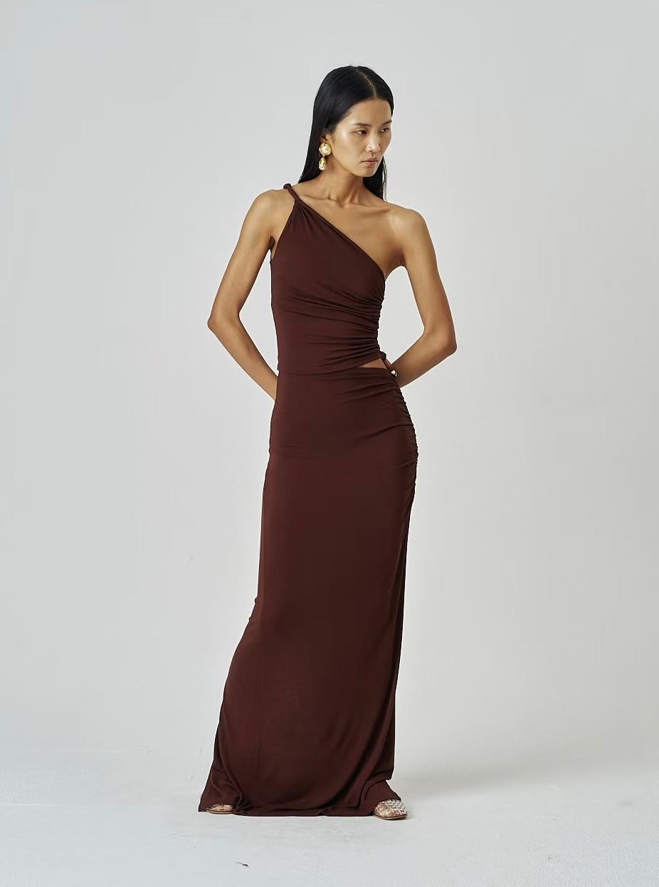 Seren Asymmetrical Dress Cocoa