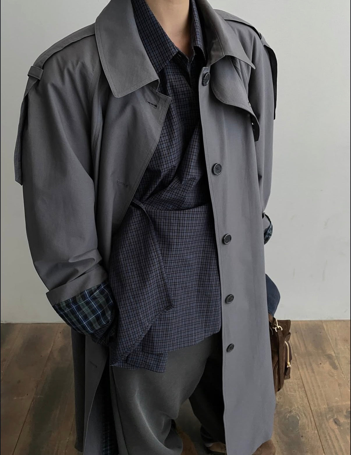 Yvet Double Breasted Trench Coat Ash