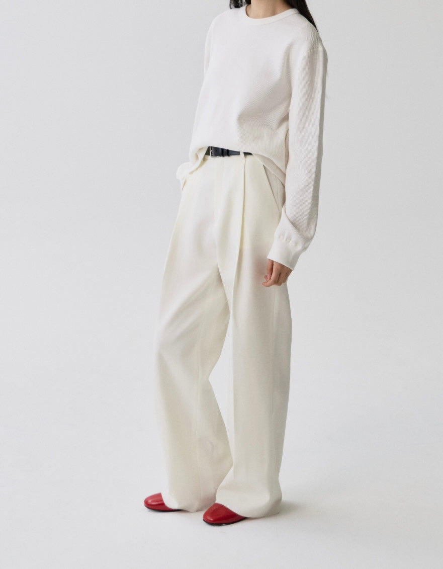 Tova Single Pintuck Trousers Ivory