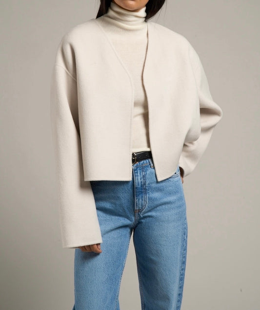 Lana Cropped Wool Jacket Bone