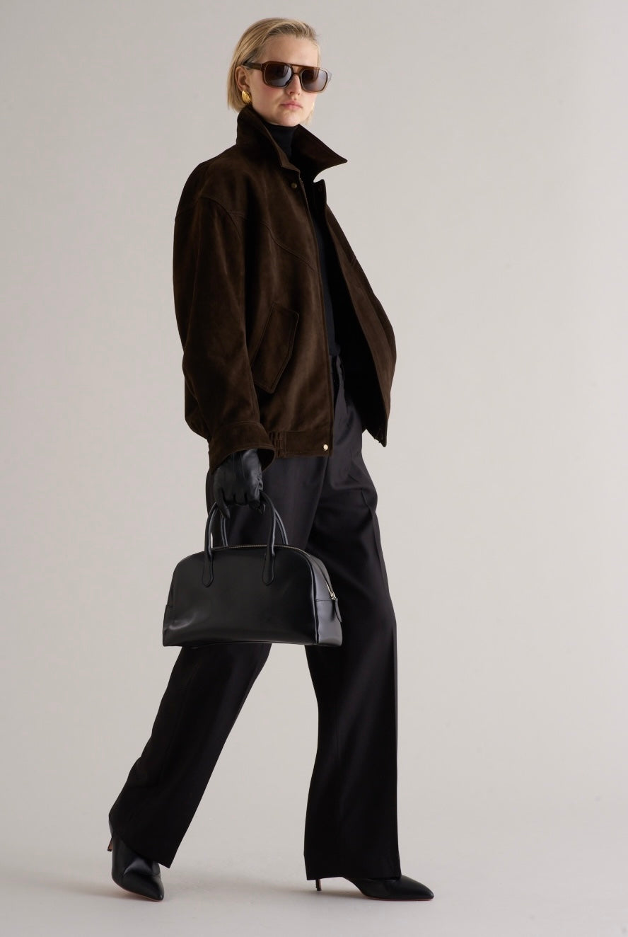 Loye Suede Bomber Jacket Espresso