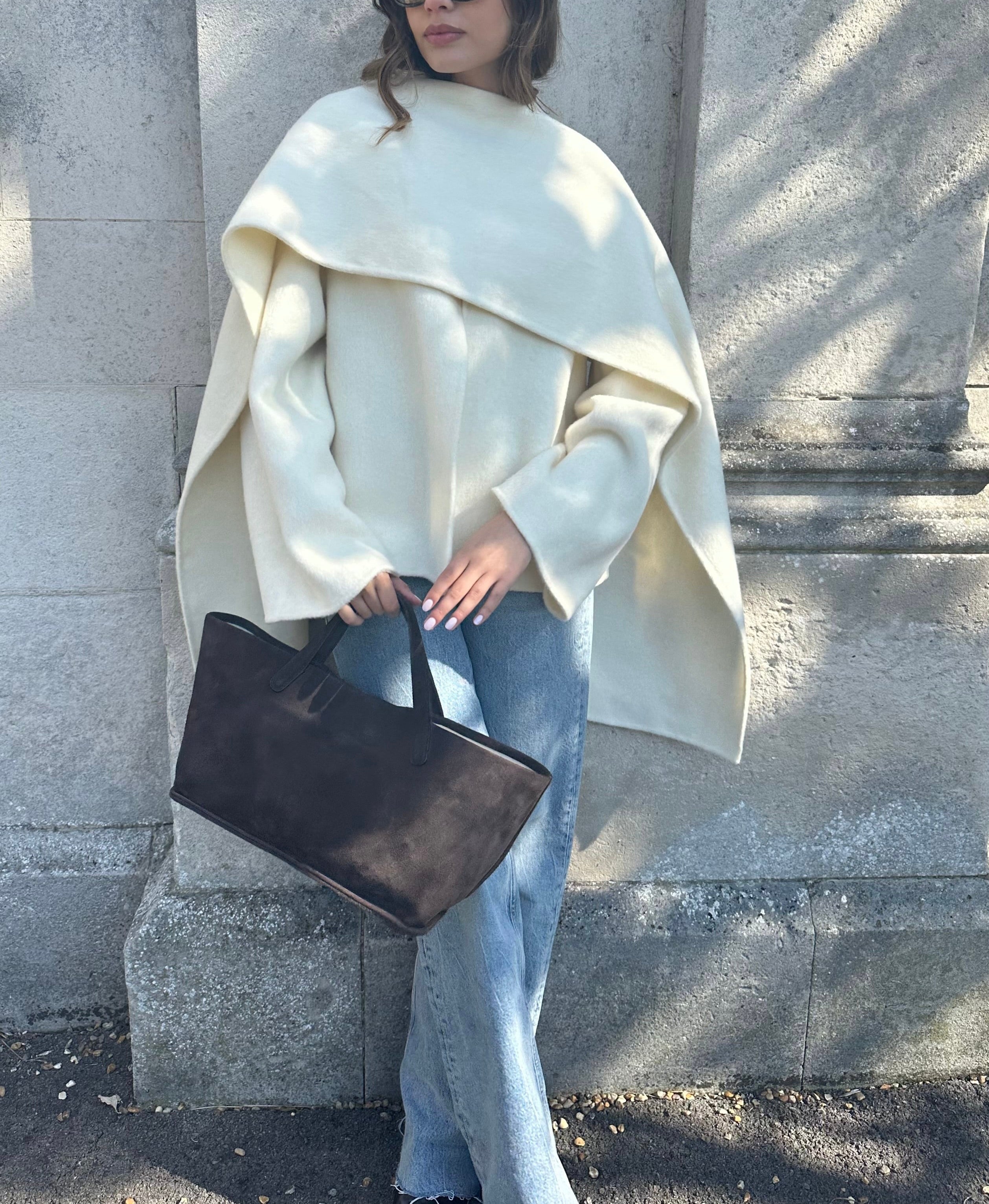 Tala Silk Alpaca Jacket with Scarf Ivory