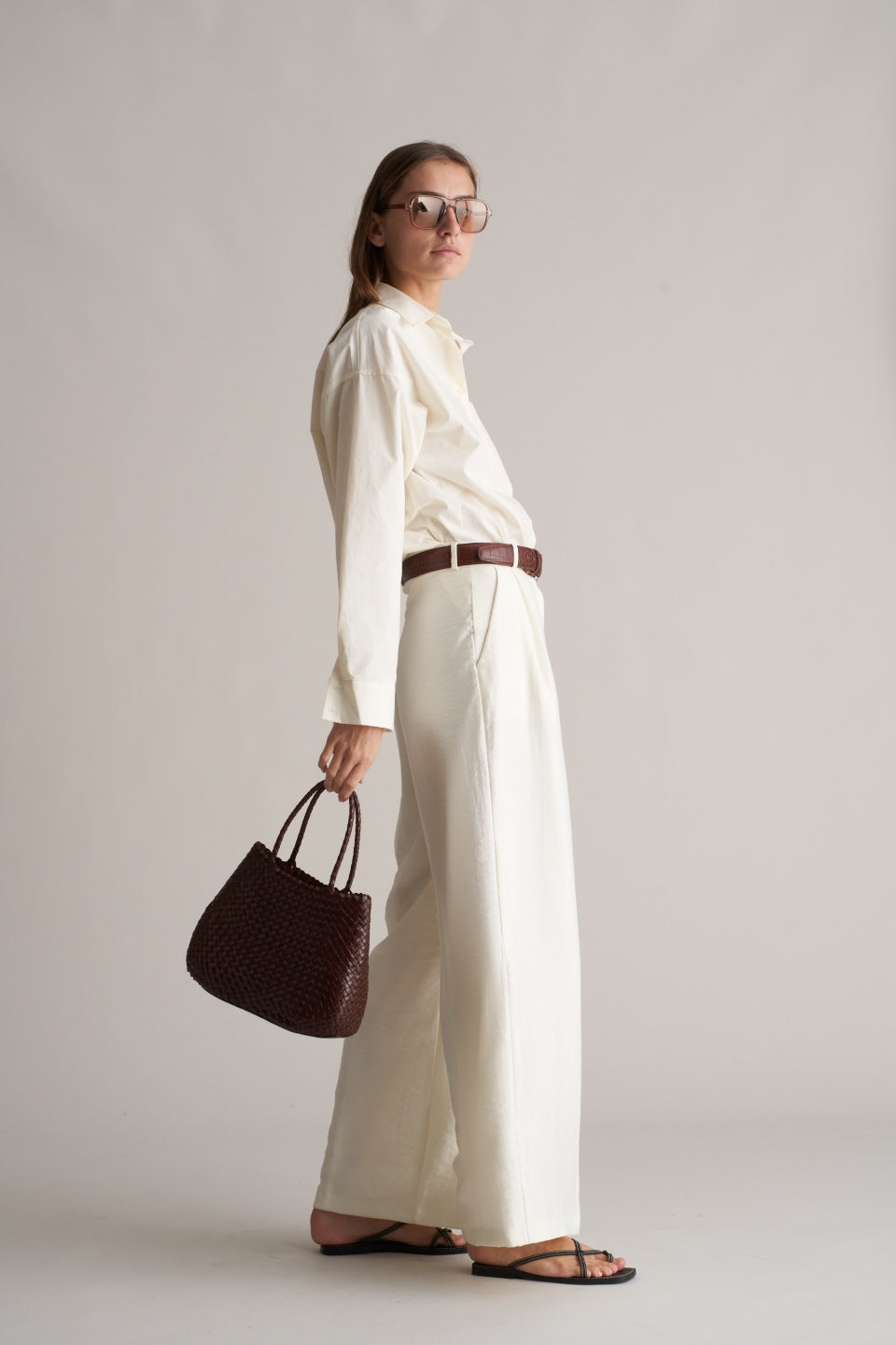 Azul Silky Wide Leg Pants Pearl