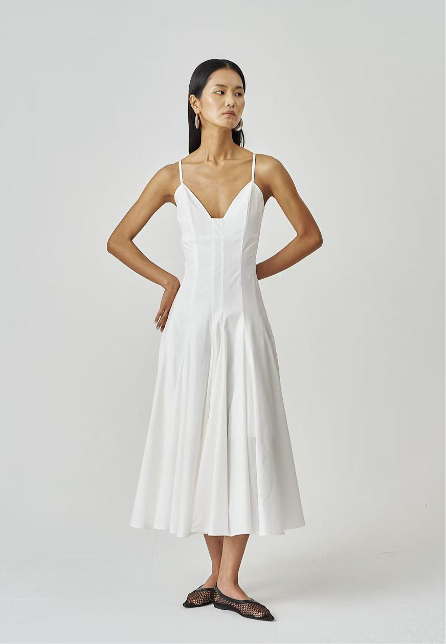 Selma Cotton Blend Dress Ivory