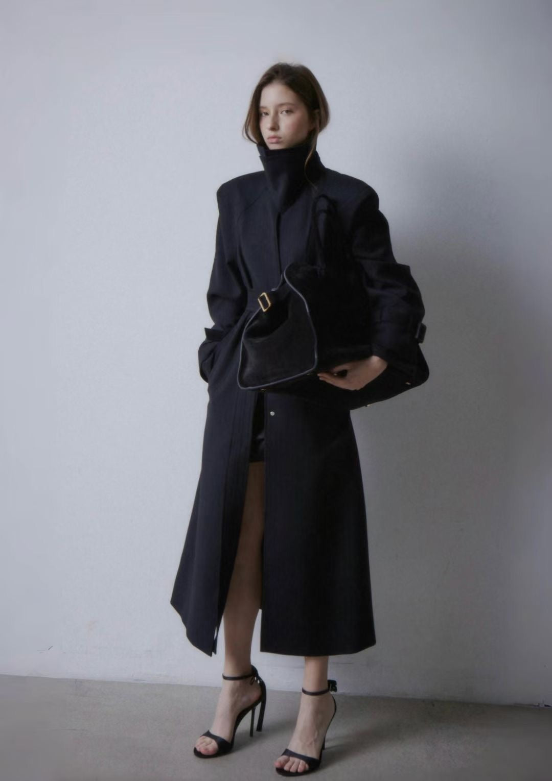 Miki Wool Trench Coat Onyx