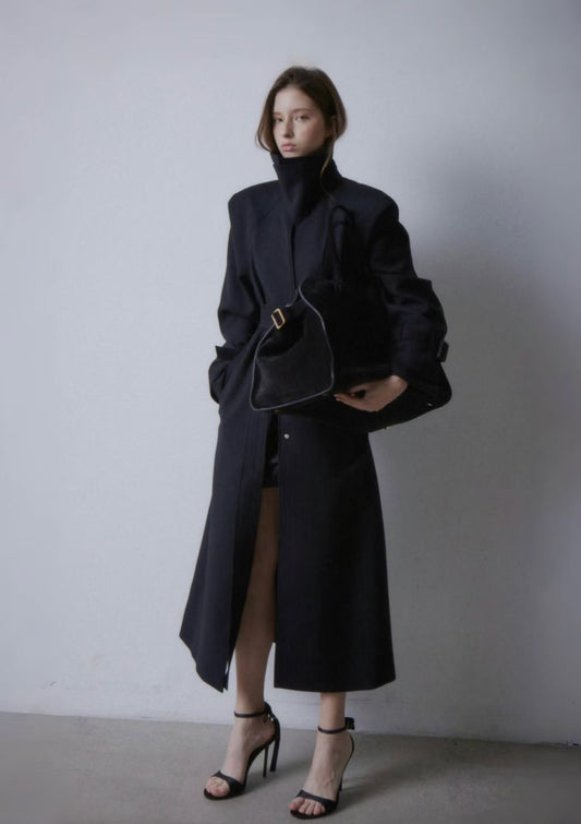 Miki Wool Trench Coat Onyx