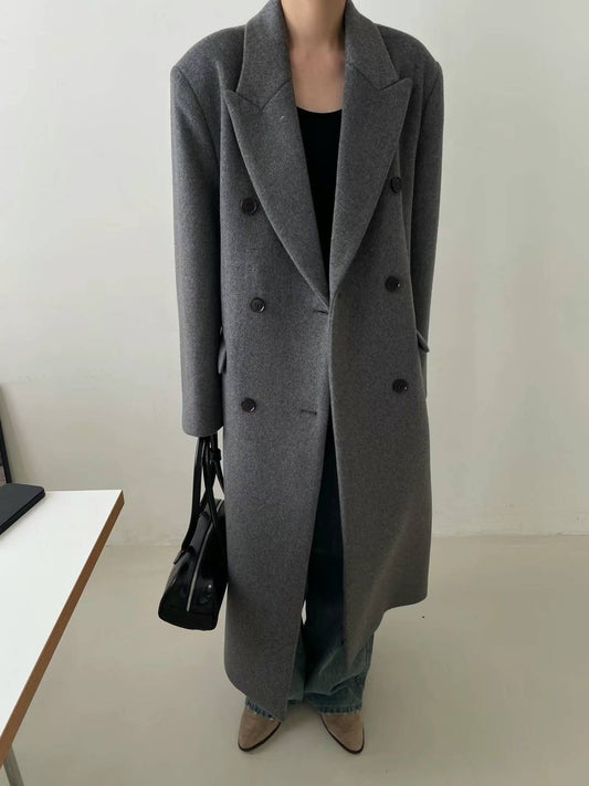 Banie Wool Boyfriend Coat Graphite