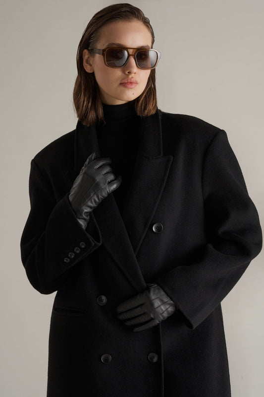 Claye Doublé Boyfriend Coat Onyx