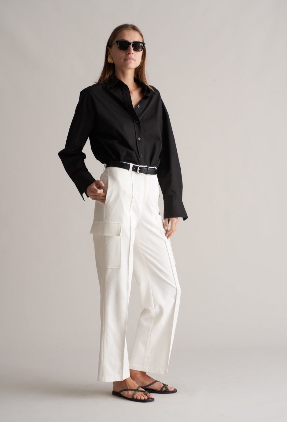 Fina Cargo Trousers Optic White