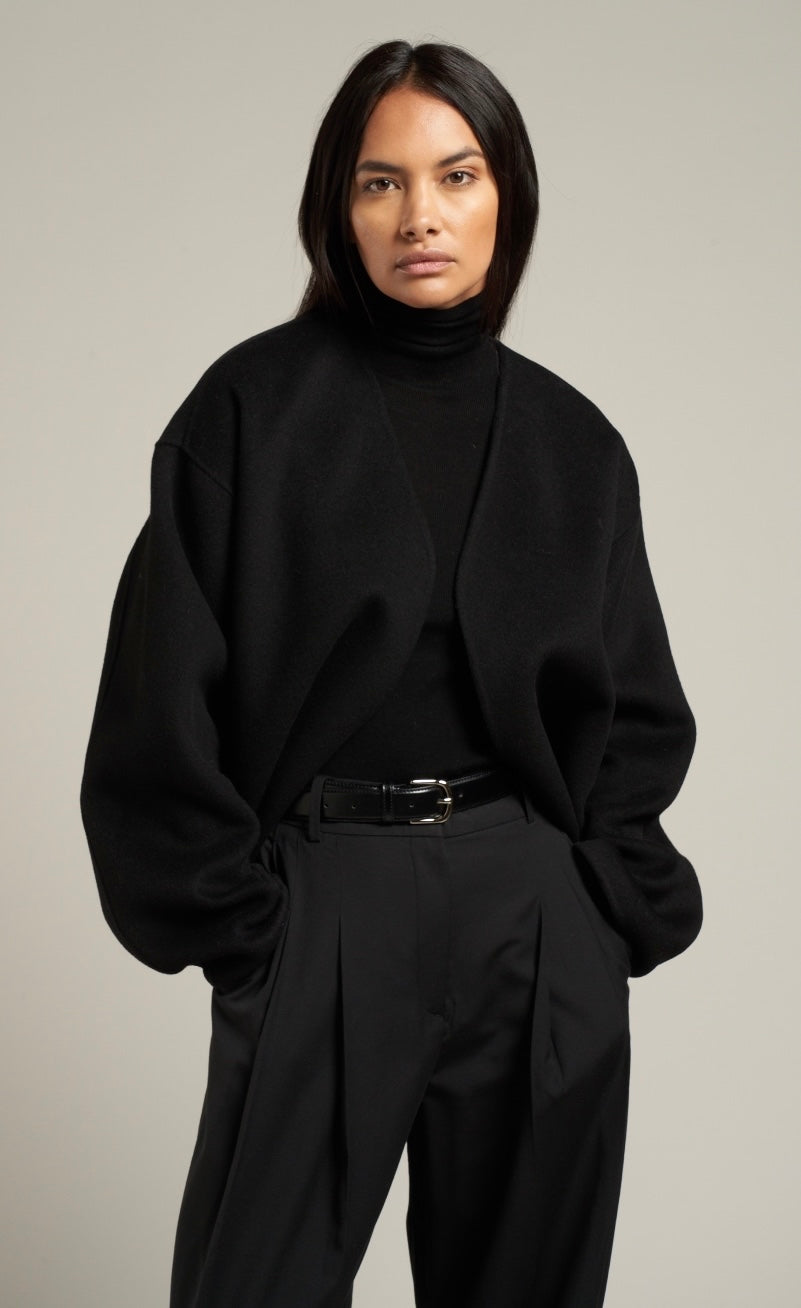 Lana Cropped Wool Jacket Black