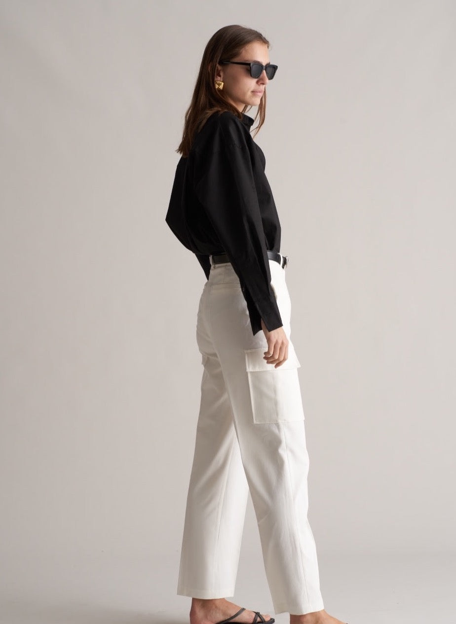 Fina Cargo Trousers Optic White
