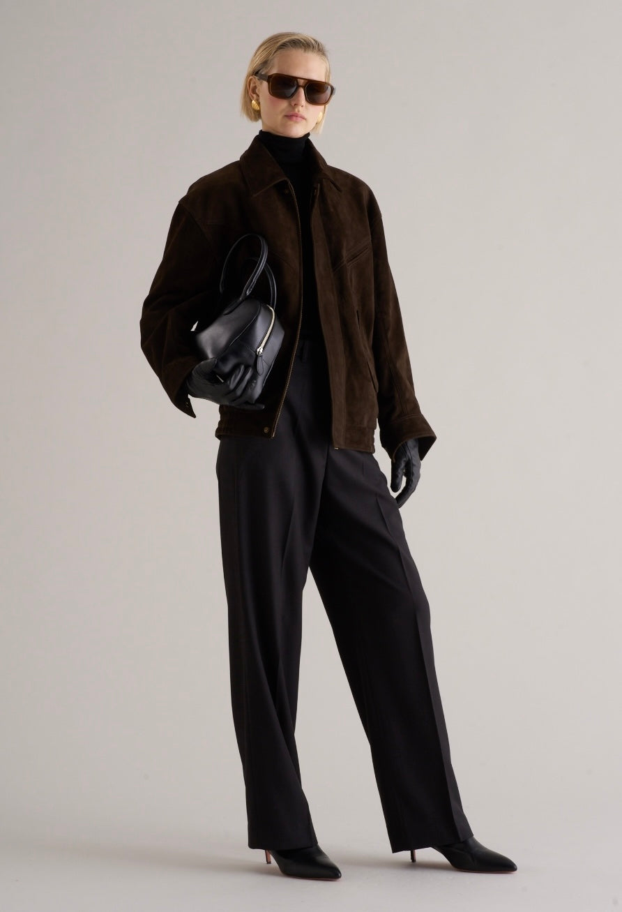 Loye Suede Bomber Jacket Espresso