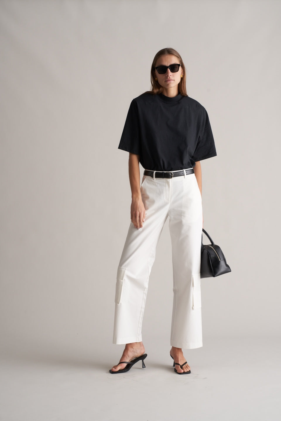 Portia Cotton Cargo Trousers Optic White