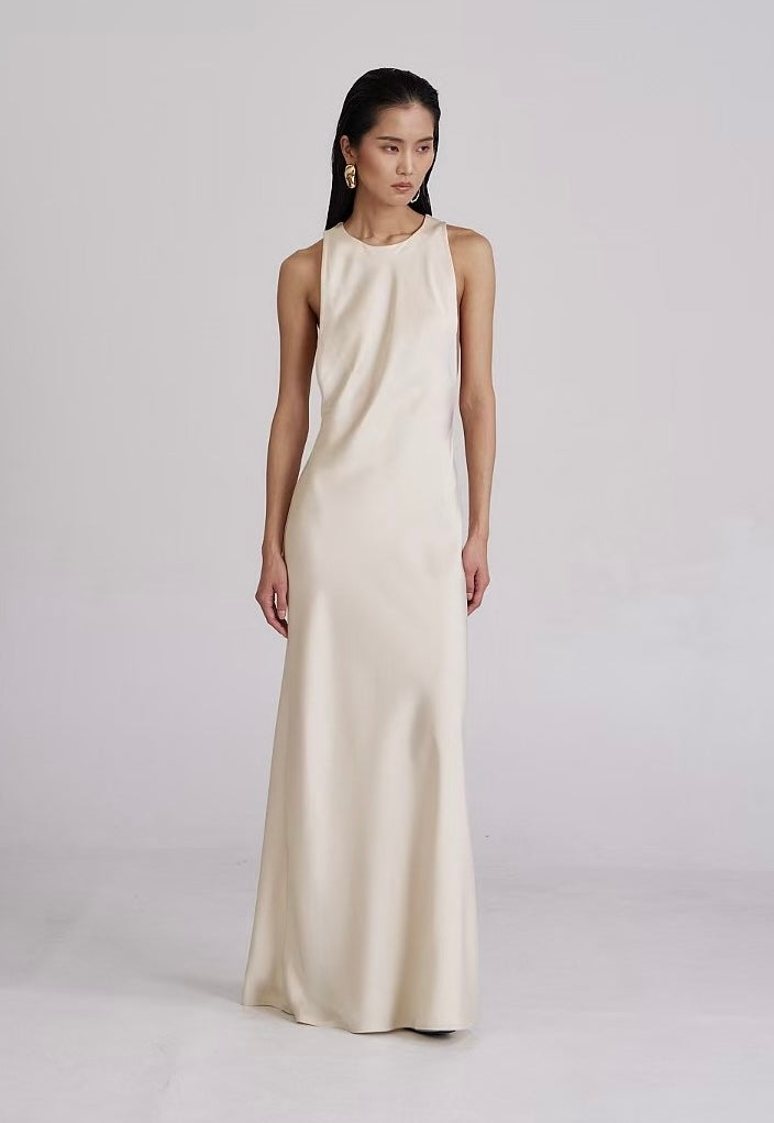 Kao Silky Sleeveless Maxi Dress Ivory