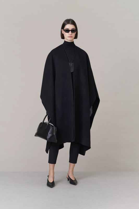 Nova Doublé Cashmere Blend Cape Onyx (Long)