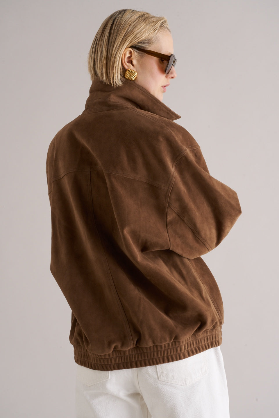 Loye Suede Bomber Jacket Honey