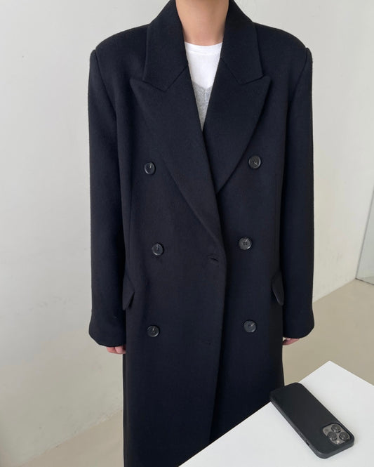 Banie Wool Boyfriend Coat Onyx