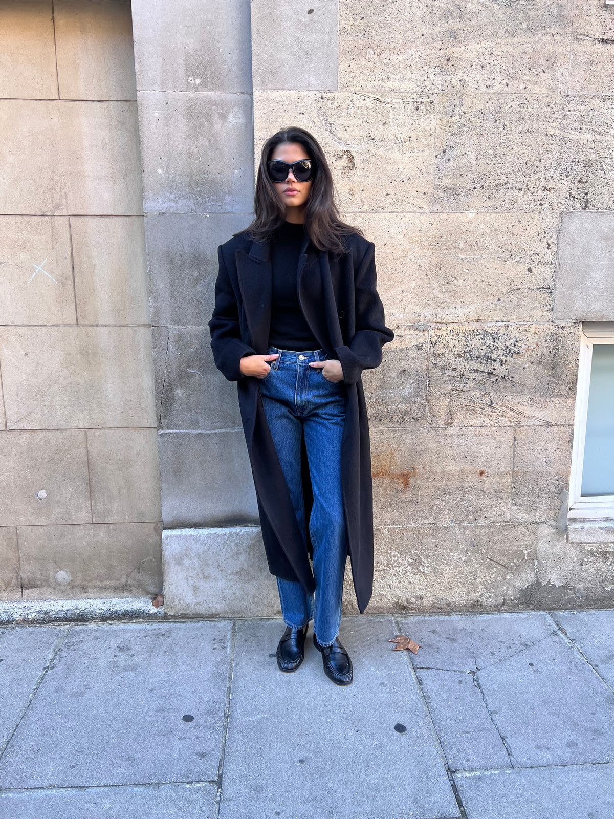 Claye Doublé Boyfriend Coat Onyx
