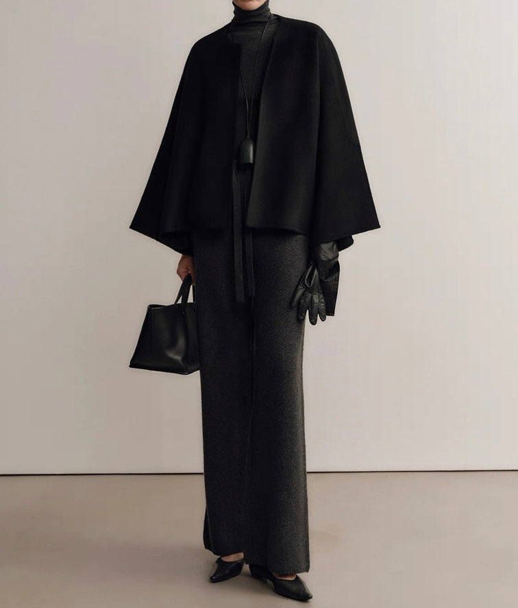 Wool Cape Jacket Onyx