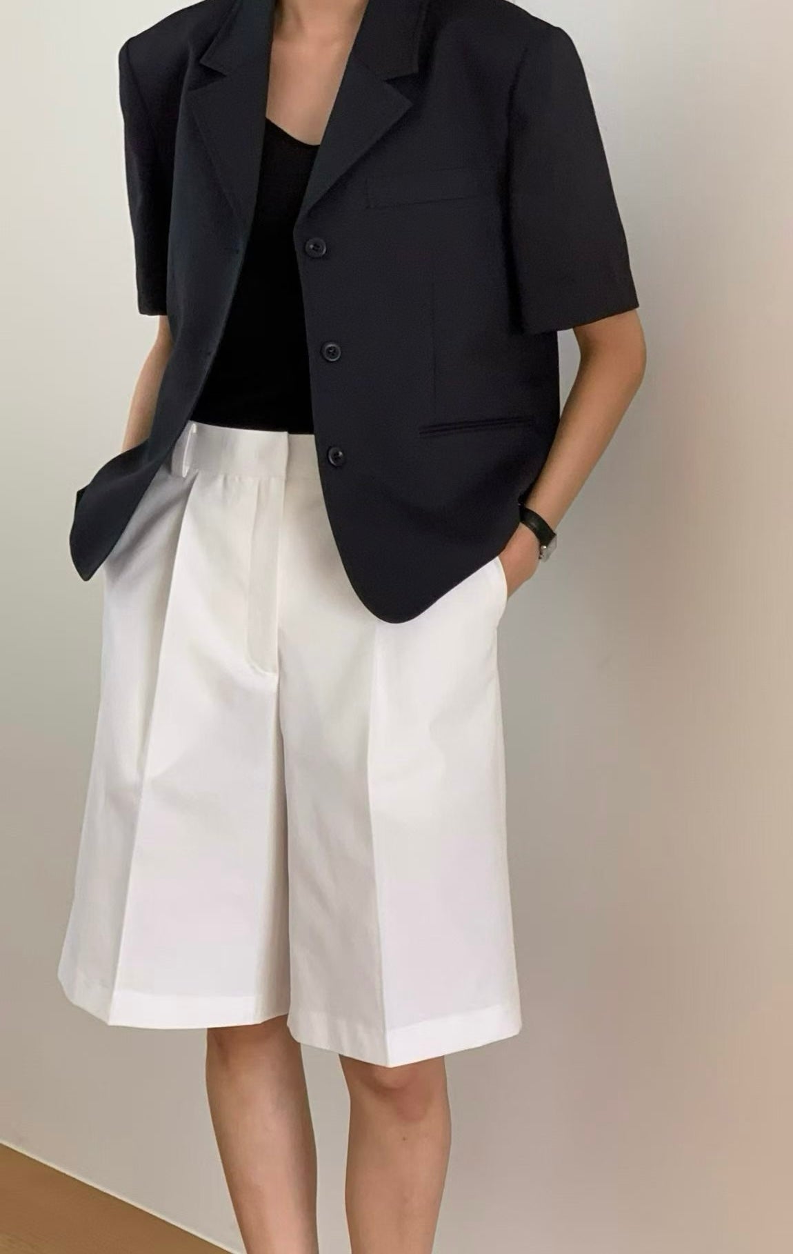 Vince Cotton Blend Bermuda Shorts White