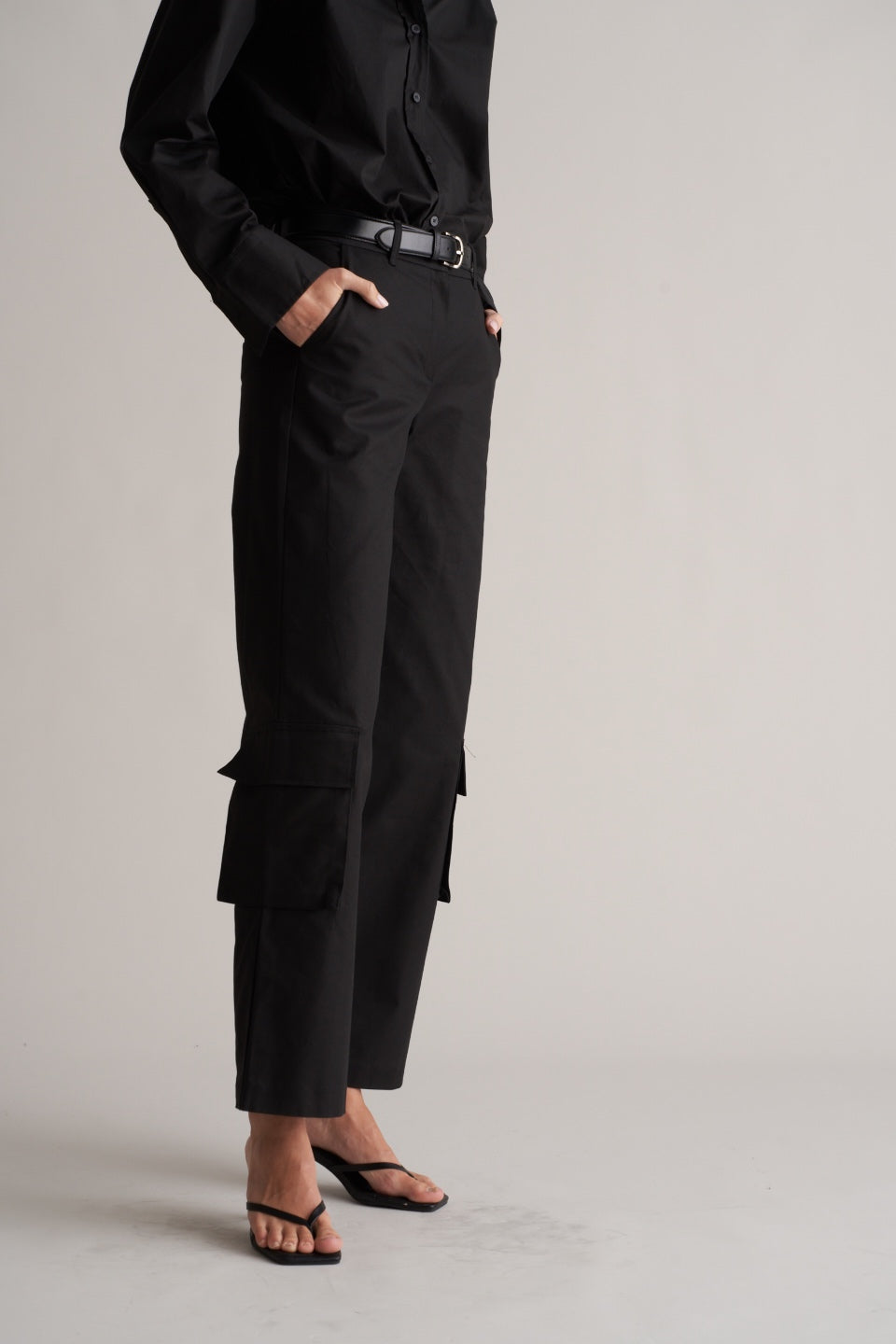 Portia Cotton Cargo Trousers Black