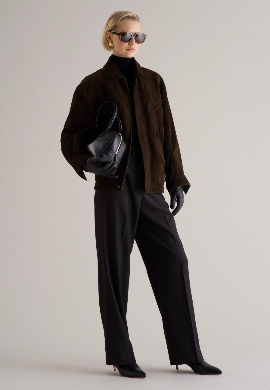 Loye Suede Bomber Jacket Espresso