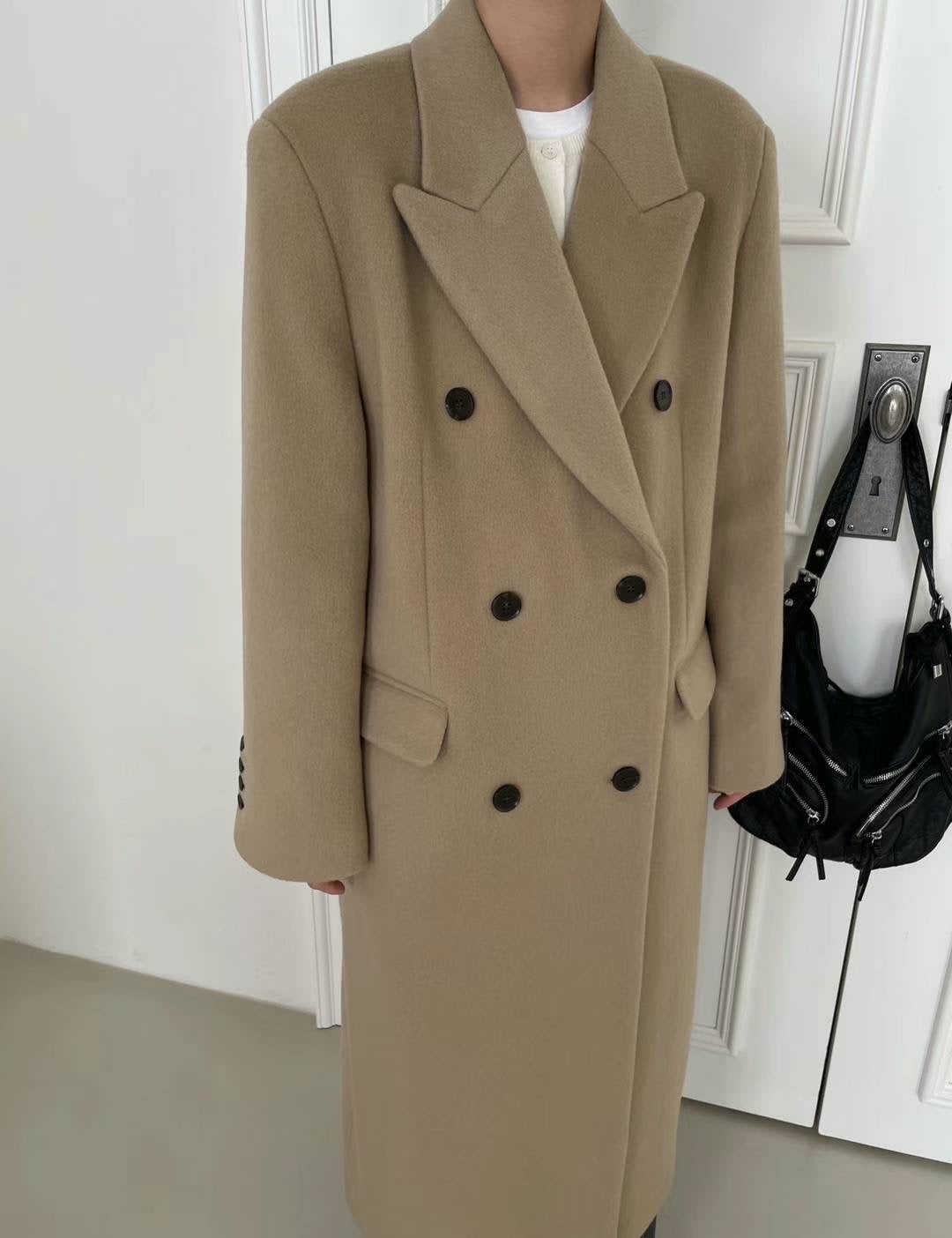 Banie Wool Boyfriend Coat Dune