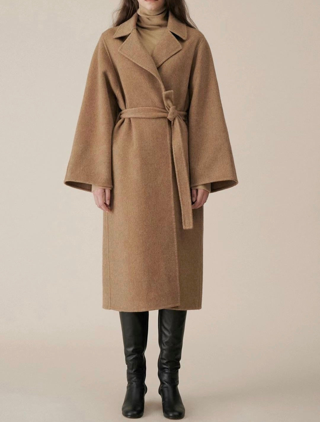 Maia Wool Coat With Scarf Camel