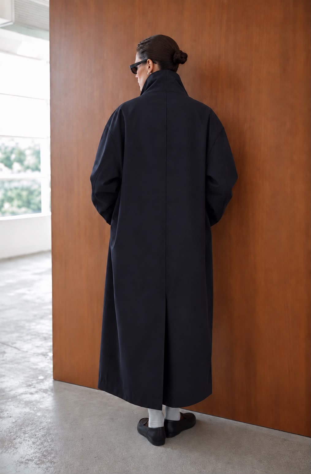 Fraye Funnel Neck Trench Navy - Coming Soon
