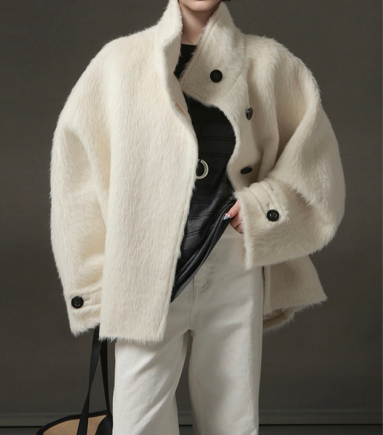 Ava Suri Alpaca Cape Jacket Ivory
