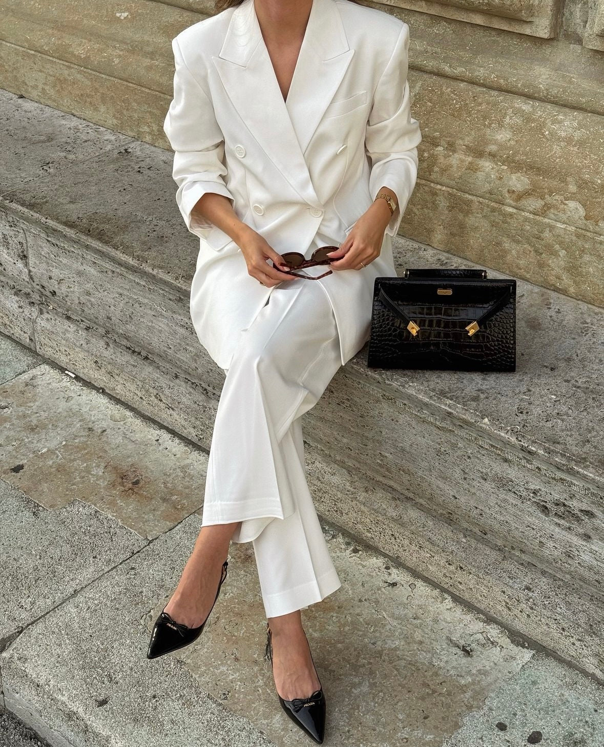 Zoira Double Breasted Blazer Optic White