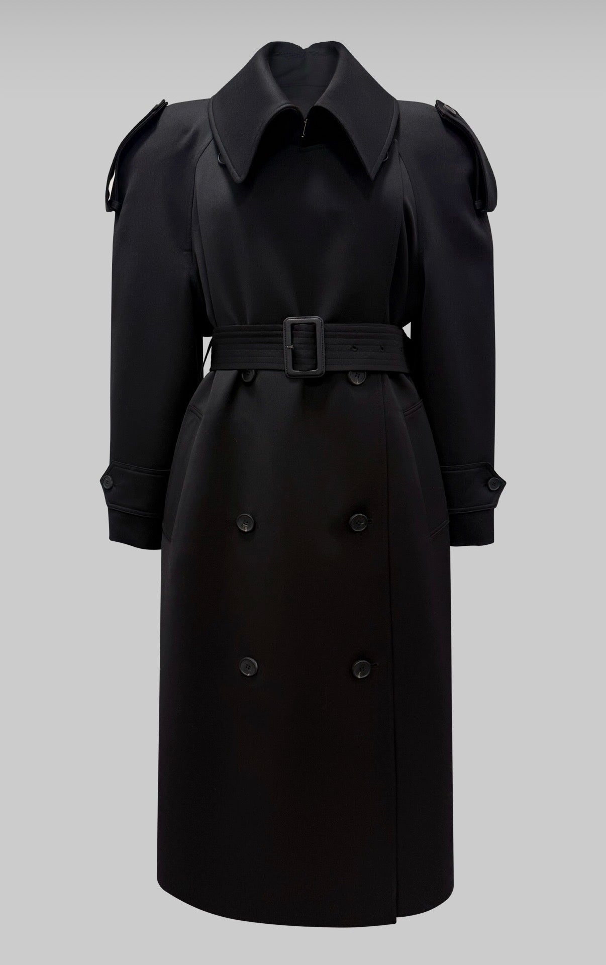 Moka Double Wool Trench Coat Onyx