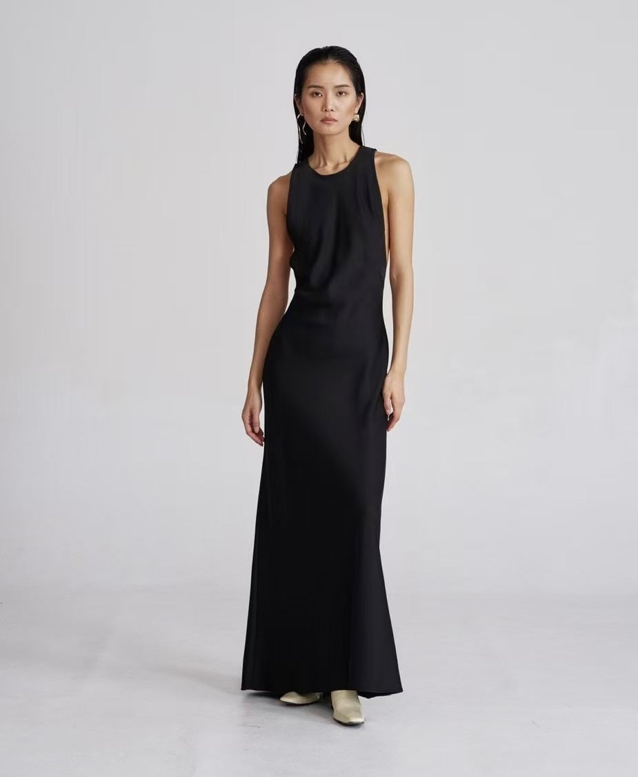 Kao Silky Sleeveless Maxi Dress Onyx