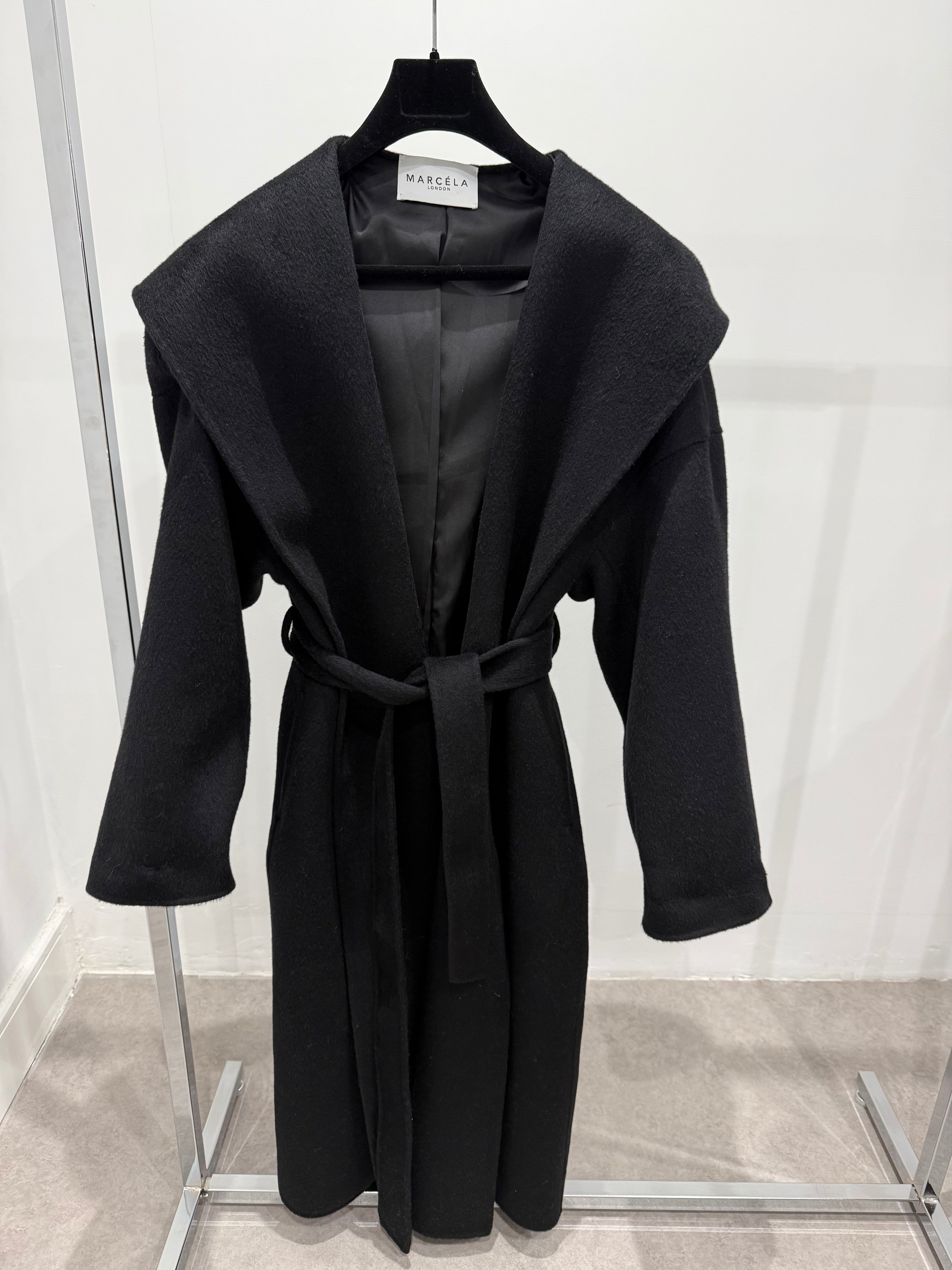 Hooded Wool Coat Black