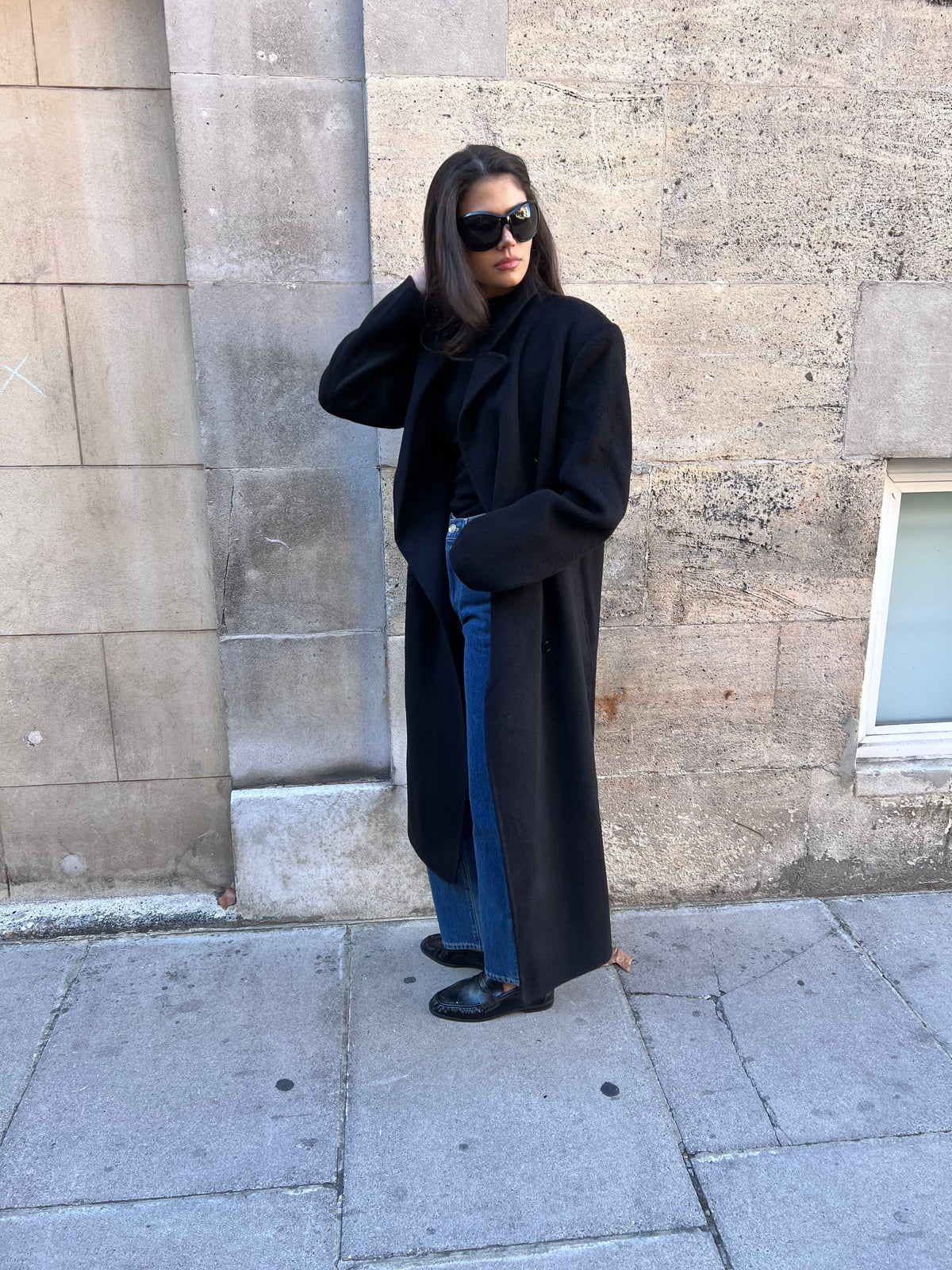 Claye Doublé Boyfriend Coat Onyx