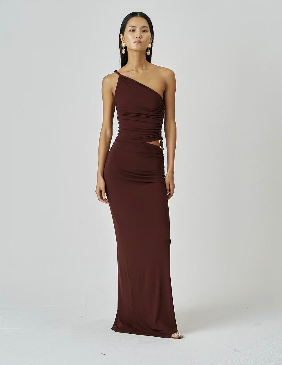 Seren Asymmetrical Dress Cocoa