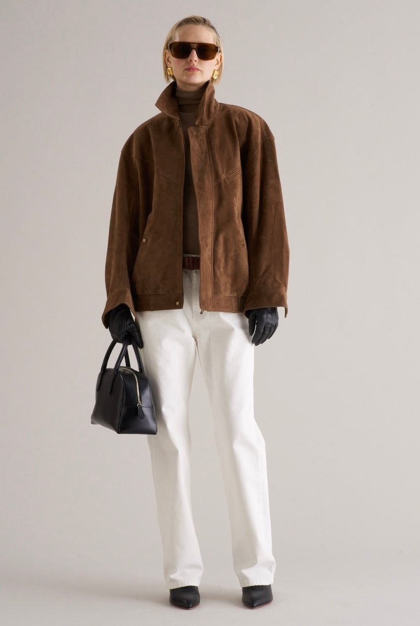 Loye Suede Bomber Jacket Honey