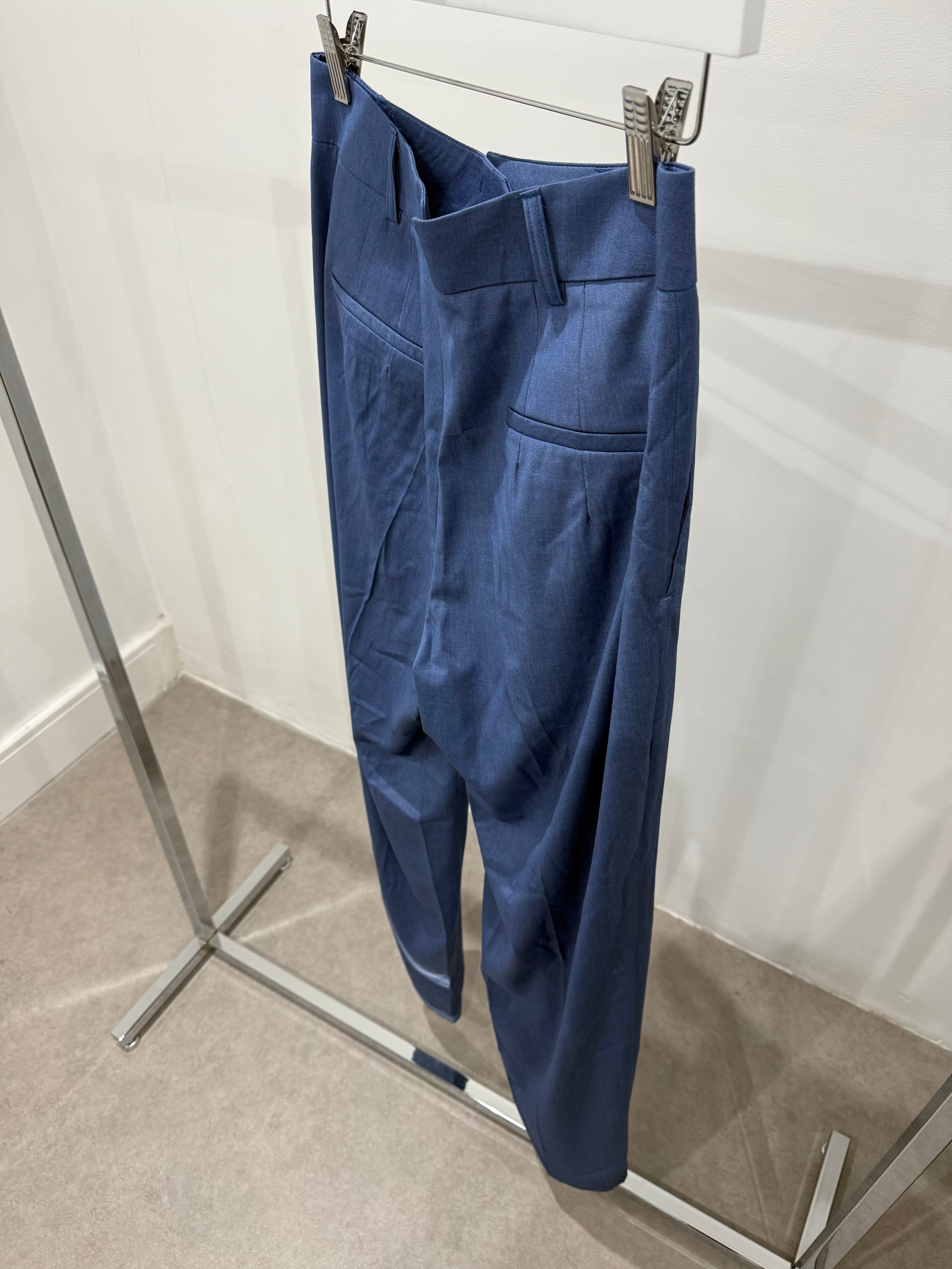 Tencel Blend Pintuck Trousers Denim Blue