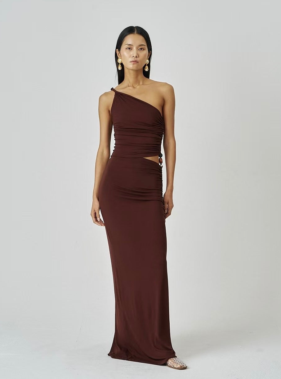 Seren Asymmetrical Dress Cocoa